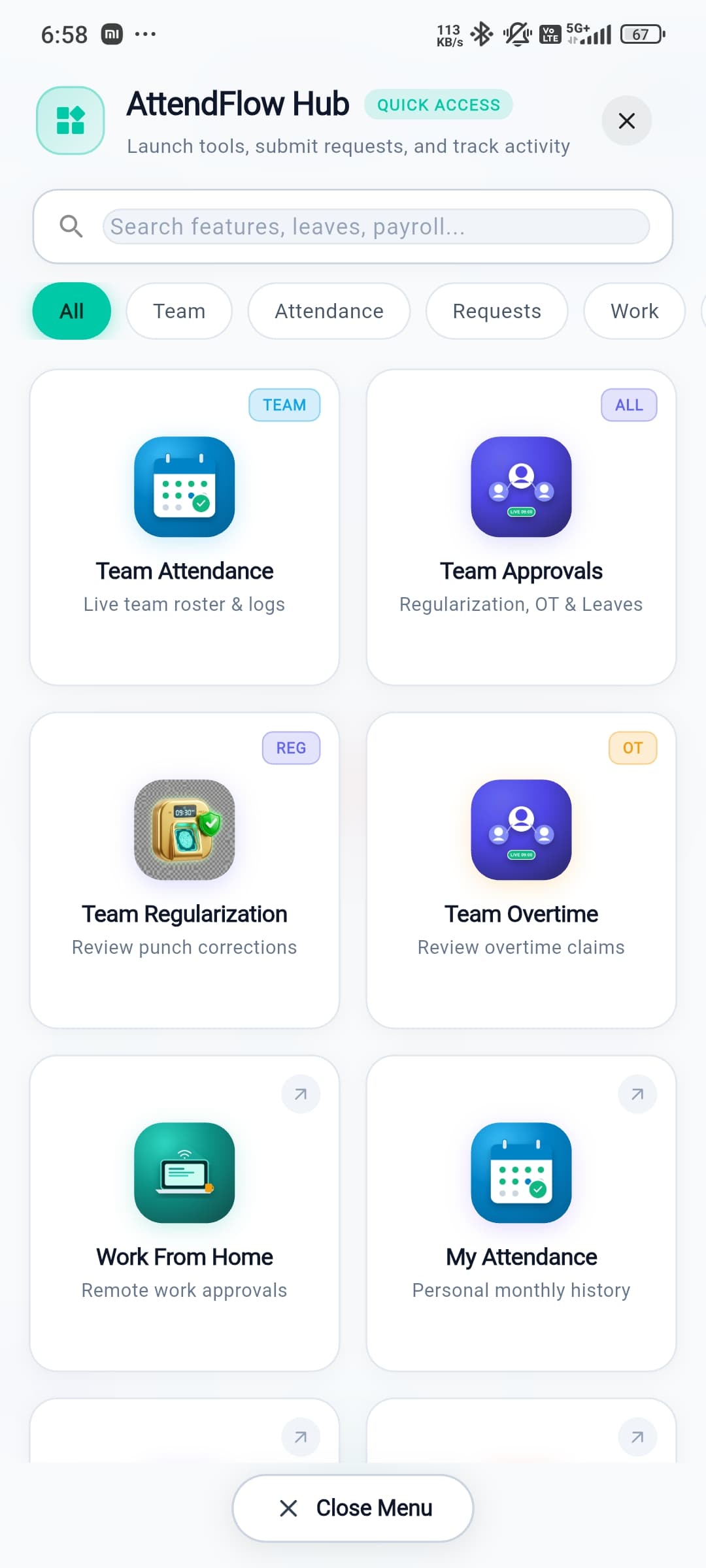 AttendFlow Mobile Quick Access