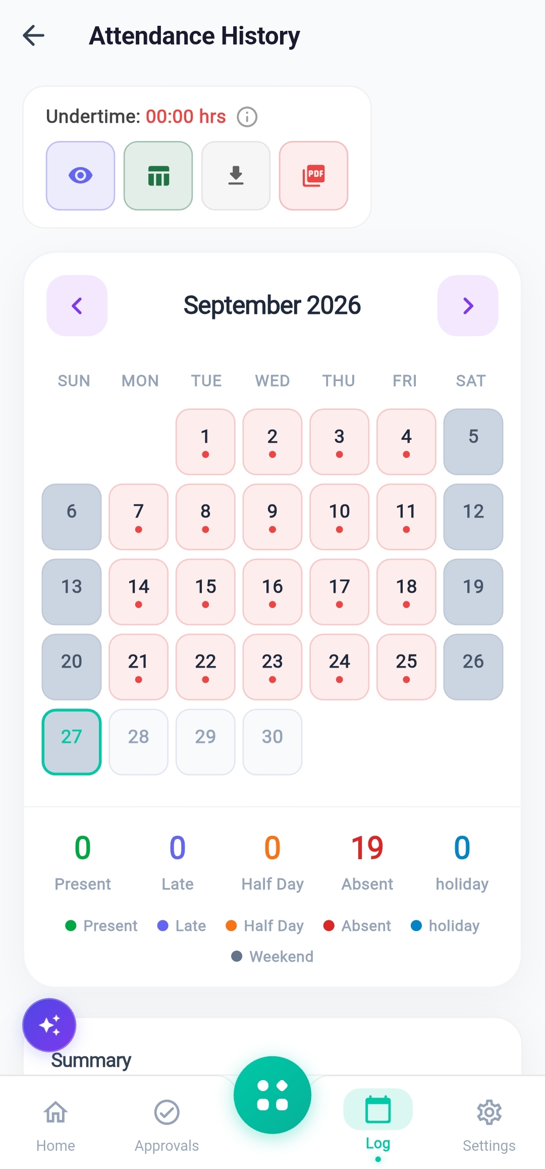 Attendance History & Undertime Tracker