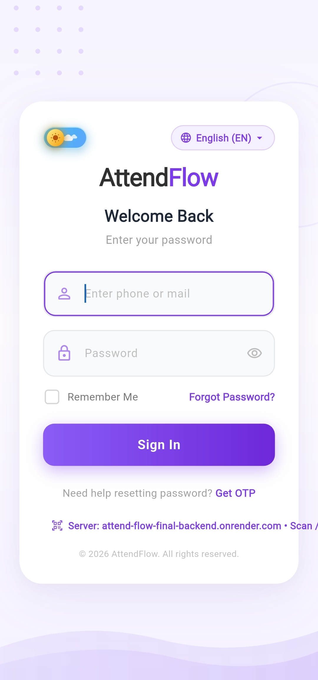 Dual-Theme Mobile Portal & Live Backend Status