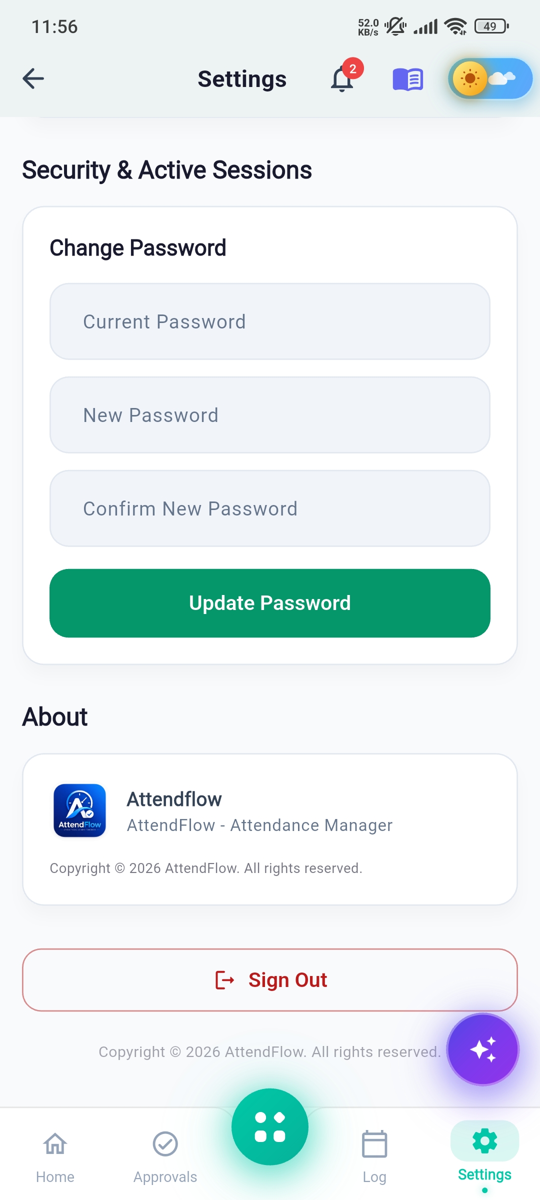 Security & Active Sessions Management
