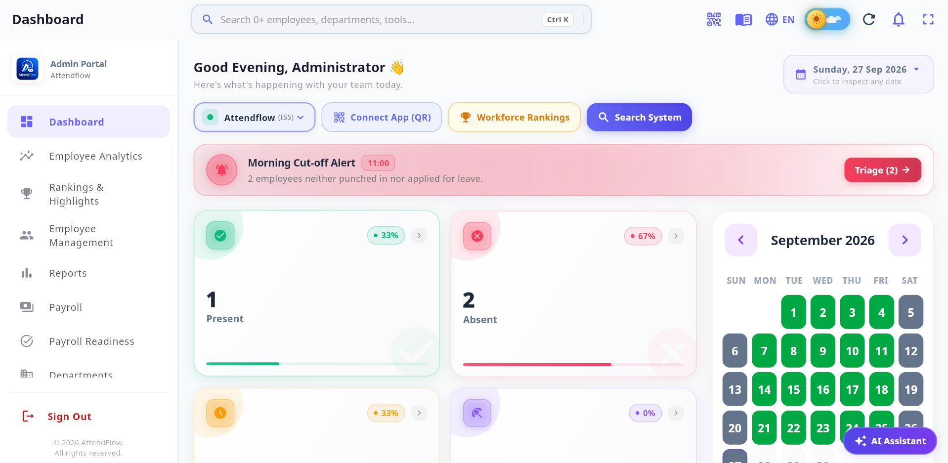 Executive Admin Dashboard & Live Morning Triage