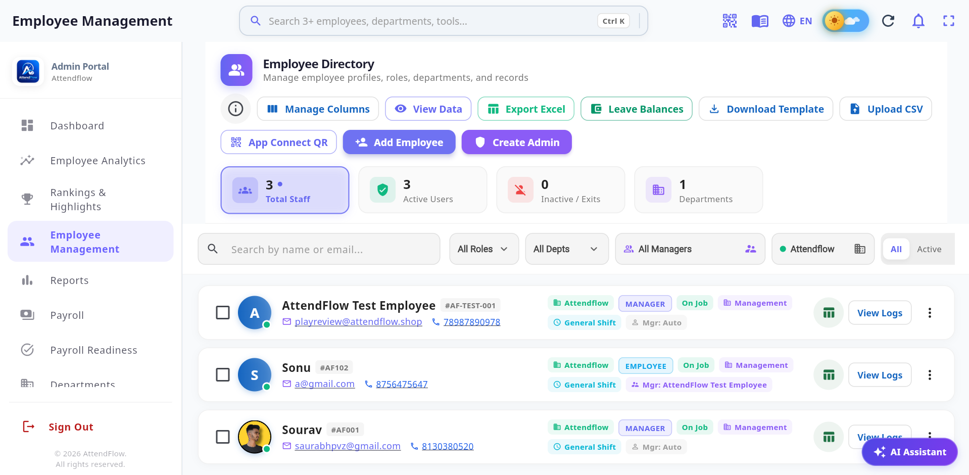 Enterprise Employee Directory & Role Matrix